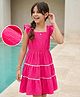 Pine Kids Woven Sleeveless Solid Colour Tiered Frock - Fuchsia