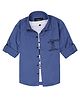Charchit Cotton Woven Full Sleeves Im Excited Text Printed Shirt With Tee - Blue