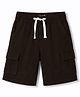 Pine Kids Cotton Elastane Woven Solid Colour Shorts With Cargo Pockets - Black
