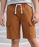 Pine Kids Cotton Elastane Woven Solid Colour Shorts With Cargo Pockets - Brown