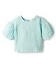 Bonfino 100% Cotton Woven  Double Cloth Dropped Shoulder Half Balloon Sleeves  Solid Colour Top - Mint