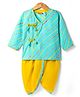 Exclusive from Jaipur Cotton Woven Full Sleeves Striped Kurta & Dhoti Set - Light Blue & Yellow