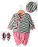 Exclusive from Jaipur Cotton Woven Full Sleeves Floral Printed Kurta & Dhoti Set With Booties