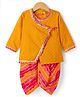 Exclusive from Jaipur Cotton Woven Full Sleeves Laharia Kurta Dhoti Set with Foil Floral Print - Orange