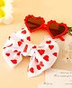 Babyhug Free Size Hearts Printed Headband With Bow Applique & Sunglasses - Red