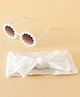 Babyhug Free Size Headband With Bow Applique & Sunglasses - White