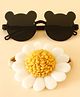 Babyhug Free Size Headband With Floral Applique & Animal Shaped Sunglasses - White & Black