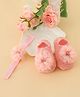 Bonfino Headband With Booties & Floral Applique - Pink