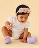 Bonfino Free Size Headband With Floral Applique & Booties - Lilac