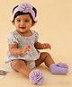 Bonfino Free Size Headband With Floral Applique & Booties Set - Purple