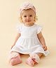 Bonfino Free Size Headband With Floral Applique & Booties Set - Pink