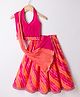Exclusive from Jaipur Cotton Woven Sleeveless Laharia Lehenga Choli With Dupatta & Lace Detailing - Pink