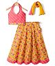 Exclusive from Jaipur Cotton Woven Sleeveless Floral Printed Lehenga Choli Set With Dupatta - Yellow & Peach