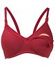 Tummy Cotton Blend Woven Solid Maternity Nursing Bra With Overlap Nursing Access - Red