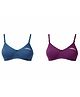 Tummy Cotton Blend Pack Of 2 Woven Solid Maternity Nursing Bra With Overlap Nursing Access - Blue & Purple