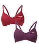 Tummy Cotton Blend Pack Of 2 Woven Solid Maternity Nursing Bra With Overlap Nursing Access - Purple & Maroon
