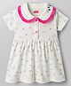 Babyhug Cotton Knit One Piece Frocks and Dress Half Sleeves Peter Pan Collar All Over Prints White 3-6 Months