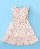 Pine Kids Cotton Knit Frill Sleeves Frock With Floral Print - Multicolor