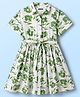 Pine Kids 100% Cotton Knit Half Sleeves Floral Printed Frock With Belt - Multicolor