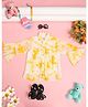 Cutiekins Georgette Woven Full Bell Sleeves Tie Dye Top - Off White & Yellow