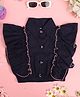 Cutiekins Cotton Woven Sleeveless Frill Detailed Crop Top - Navy Blue & Pink