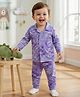 Babyoye 100% Cotton Knit Full Sleeves Co-ords Shirt & Pajama Night Suit with Jungle Theme Print - Violet