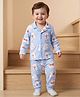 Babyoye 100% Cotton Knit Full Sleeves Shirt & Pyjama Co-ord Night Suit With Teddy Bear Print - Aqua Blue