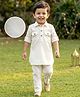 Babyhug Cotton Linen Woven Full Sleeves Pathani Kurta Pajama Set - Off White