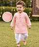 Babyhug 100% Cambric Cotton Woven Full Sleeves  Floral Printed Kurta & Dhoti Set - Peach