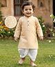 Babyhug Cambric Woven Full Sleeves Kurta Dhoti Set with Triangle Print - Beige