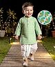 Babyhug Cambric Woven Full Sleeves Kurta Dhoti Set With Leaf Print - White