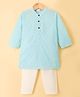 Babyhug Cambric Woven Full Sleeves Hakkoba Embroidered Kurta Pyjama Set - Light Blue