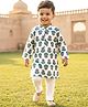 Babyhug Cambric Woven Full Sleeves Kurta Pajama Set with Floral Print - White