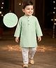 Babyhug Cambric Woven Full Sleeves Hakkoba Embroidered Kurta Pyjama Set - Mint Green