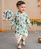 Babyhug Cambric Woven Full Sleeves Kurta Dhoti Set With Floral Print - White