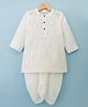 Babyhug 100% Cotton Dobby Woven Full Sleeves Kurta & Dhoti Set With Embroidery - Off White