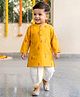 Babyhug 100% Cotton Dobby Woven Full Sleeves Kurta & Dhoti Set With Embroidery Detailing - Yellow