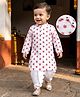 Babyhug Cambric Woven Full Sleeves Kurta Dhoti Set with Floral Print - White