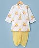 Babyhug Cambric Woven Full Sleeves Kurta Dhoti Set with Elephant Print - White & Yellow