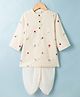 Babyhug 100% Cotton Woven Full Sleeves Floral Embroidered Kurta & Dhoti Set - Beige