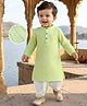 Babyhug Cotton Goss Woven Full Sleeves Solid Color Kurta Dhoti Set - Light Green