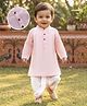 Babyhug Cotton Goss Woven Full Sleeves Solid Color Kurta Dhoti Set - Light Pink & White