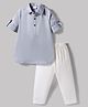 Babyhug 100% Cotton Woven Full Sleeves Solid Pathani Kurta & Pyjama Set - Grey