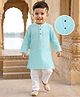 Babyhug 100% Cotton Woven Full Sleeves Goss Solid Kurta & Pyjama Set - Light Blue & White