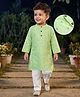 Babyhug 100% Cotton Woven  Cambric Full Sleeves Floral Embroidered Kurta Pyjama Set - Light Green