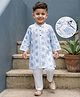 Babyhug Cambric Woven Full Sleeves Embroidered Kurta & Pyjama Set - White