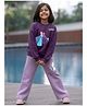 Nap Chief Pure Cotton Knit Disney Frozen Featuring Full Sleeves Elsa & Anna Printed Winter Sweatshirt & Pants Set - Purple Heather
