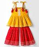 Saka Designs Cotton Woven Sleeveless Kurti Gharara Set With Floral Print - Yellow & Red