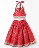 Saka Designs Cotton Woven Sleeveless Floral Foil Printed Backless & Halter Neck Choli Lehenga Set With Lace Detailing - Red
