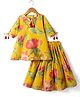 Saka Designs Cotton Woven Three Forth Sleeves Floral Printed Lehenga Choli Set - Yellow